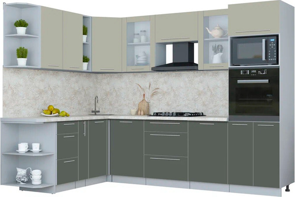 Изображение товара Кухонный гарнитур Интерлиния Мила Пластик 1.88x2.8 LV (латте/шторм/опал светлый)