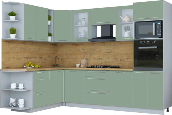 Изображение товара Кухонный гарнитур Интерлиния Мила Пластик 1.88x2.8 LV (полынь/полынь/дуб бунратти)