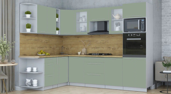 Изображение товара Кухонный гарнитур Интерлиния Мила Пластик 1.88x2.8 LV (полынь/полынь/дуб бунратти)