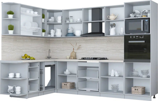 Изображение товара Кухонный гарнитур Интерлиния Мила Пластик 1.88x3.0 LV (арктический/арктический/белый гранит)