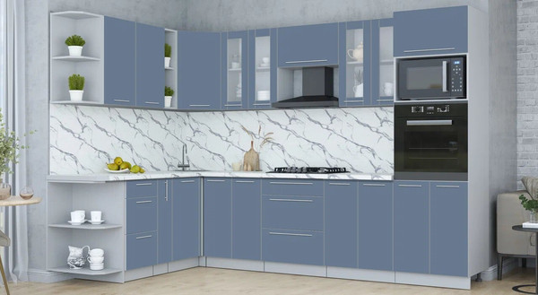 Изображение товара Кухонный гарнитур Интерлиния Мила Пластик 1.88x3.0 LV (арктический/арктический/белый гранит)