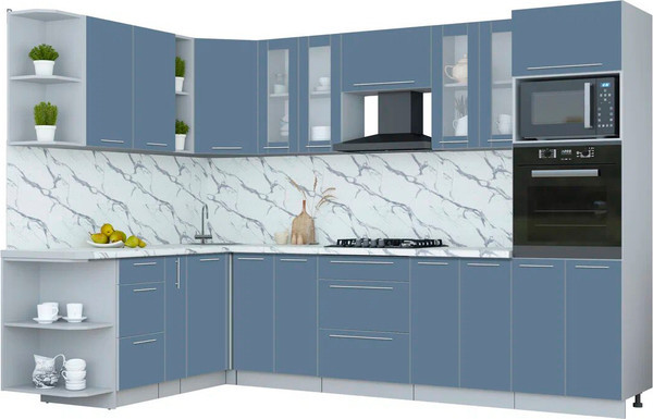 Изображение товара Кухонный гарнитур Интерлиния Мила Пластик 1.88x3.0 LV (арктический/арктический/белый гранит)