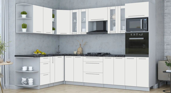 Изображение товара Кухонный гарнитур Интерлиния Мила Пластик 1.88x3.0 LV (зефирный/зефирный/кастилло темный)