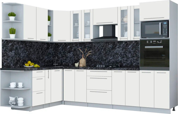 Изображение товара Кухонный гарнитур Интерлиния Мила Пластик 1.88x3.0 LV (зефирный/зефирный/кастилло темный)