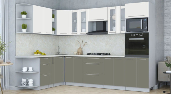 Изображение товара Кухонный гарнитур Интерлиния Мила Пластик 1.88x3.0 LV (зефирный/кварцевый/опал светлый)