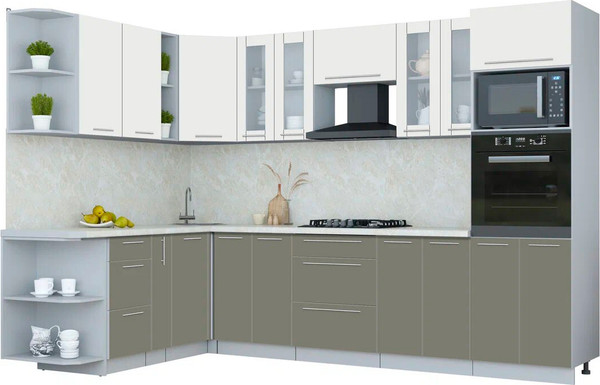 Изображение товара Кухонный гарнитур Интерлиния Мила Пластик 1.88x3.0 LV (зефирный/кварцевый/опал светлый)