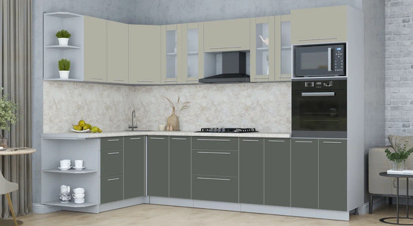 Изображение товара Кухонный гарнитур Интерлиния Мила Пластик 1.68x3.0 LV (латте/шторм/опал светлый)