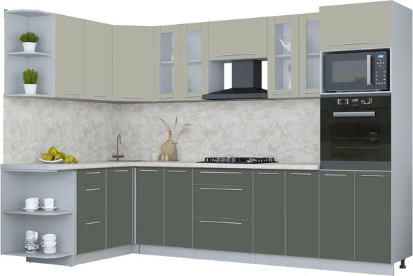 Изображение товара Кухонный гарнитур Интерлиния Мила Пластик 1.68x3.0 LV (латте/шторм/опал светлый)