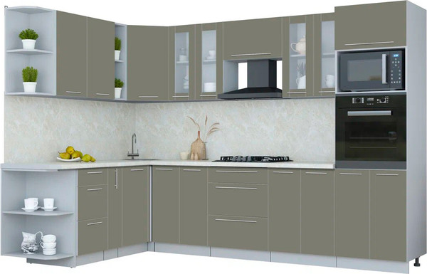 Изображение товара Кухонный гарнитур Интерлиния Мила Пластик 1.88x3.0 LV (кварцевый/кварцевый/опал светлый)