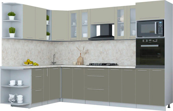 Изображение товара Кухонный гарнитур Интерлиния Мила Пластик 1.88x3.0 LV (латте/кварцевый/опал светлый)