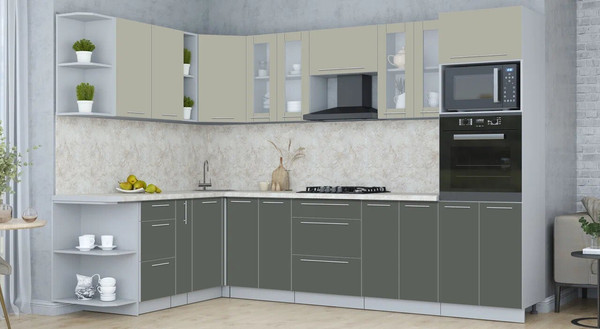 Изображение товара Кухонный гарнитур Интерлиния Мила Пластик 1.88x3.0 LV (латте/шторм/опал светлый)