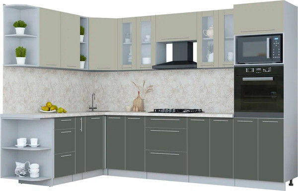 Изображение товара Кухонный гарнитур Интерлиния Мила Пластик 1.88x3.0 LV (латте/шторм/опал светлый)