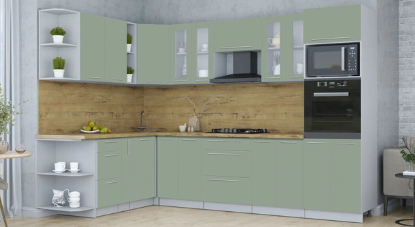 Изображение товара Кухонный гарнитур Интерлиния Мила Пластик 1.88x3.0 LV (полынь/полынь/дуб бунратти)