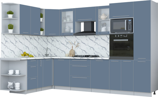 Изображение товара Кухонный гарнитур Интерлиния Мила Пластик 1.88x3.2 LV (арктический/арктический/белый гранит)