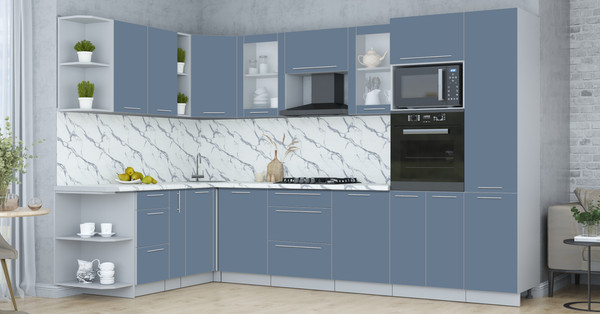 Изображение товара Кухонный гарнитур Интерлиния Мила Пластик 1.88x3.2 LV (арктический/арктический/белый гранит)