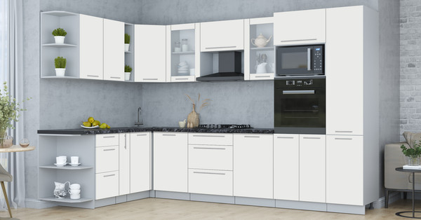 Изображение товара Кухонный гарнитур Интерлиния Мила Пластик 1.88x3.2 LV (зефирный/зефирный/кастилло темный)