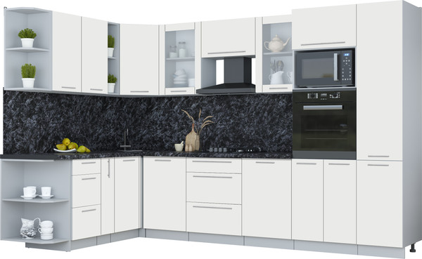 Изображение товара Кухонный гарнитур Интерлиния Мила Пластик 1.88x3.2 LV (зефирный/зефирный/кастилло темный)