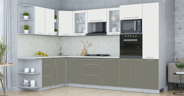 Изображение товара Кухонный гарнитур Интерлиния Мила Пластик 1.88x3.2 LV (зефирный/кварцевый/опал светлый)