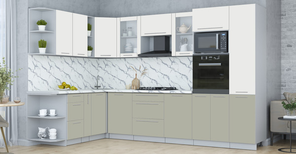 Изображение товара Кухонный гарнитур Интерлиния Мила Пластик 1.88x3.2 LV (зефирный/латте/белый гранит)