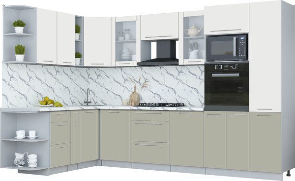 Изображение товара Кухонный гарнитур Интерлиния Мила Пластик 1.88x3.2 LV (зефирный/латте/белый гранит)