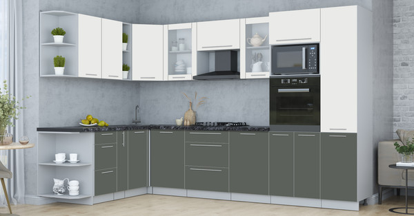 Изображение товара Кухонный гарнитур Интерлиния Мила Пластик 1.88x3.2 LV (зефирный/шторм/кастилло темный)