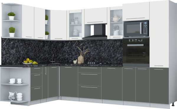 Изображение товара Кухонный гарнитур Интерлиния Мила Пластик 1.88x3.2 LV (зефирный/шторм/кастилло темный)