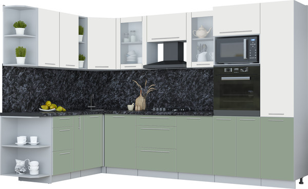 Изображение товара Кухонный гарнитур Интерлиния Мила Пластик 1.88x3.2 LV (зефирный/полынь/кастилло темный)