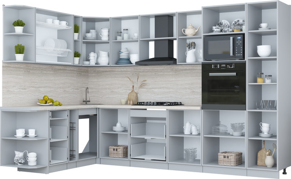 Изображение товара Кухонный гарнитур Интерлиния Мила Пластик 1.88x3.2 LV (кварцевый/шторм/травертин серый)