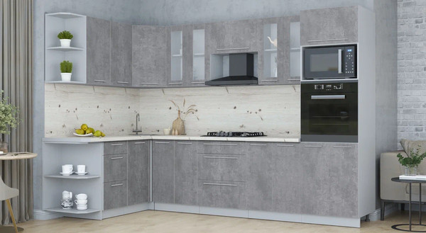 Изображение товара Кухонный гарнитур Интерлиния Мила Пластик 1.68x3.0 LV (оксид темный/оксид темный/бискайская сосна)