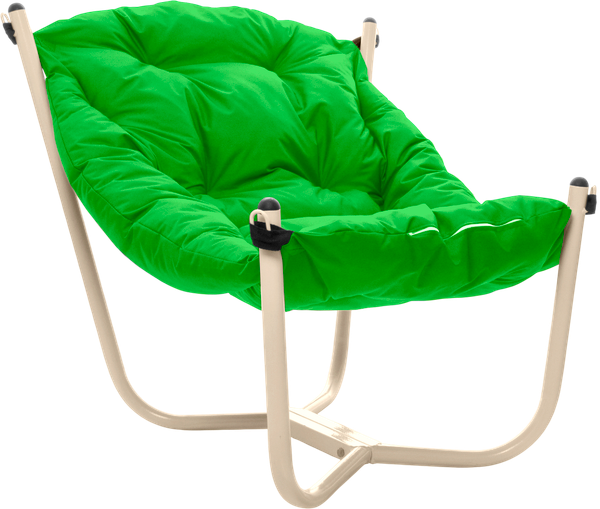 Изображение товара Кресло садовое M-Group Чил / 12360504 (бежевый/зеленая подушка)