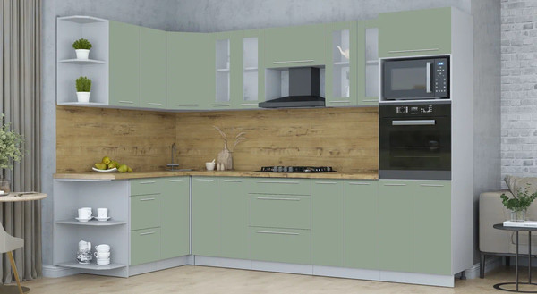 Изображение товара Кухонный гарнитур Интерлиния Мила Пластик 1.68x3.0 LV (полынь/полынь/дуб бунратти)