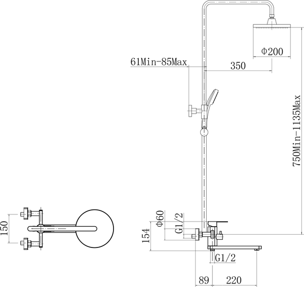 Изображение товара Душевая система со смесителем Fashun A52420