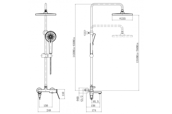 Изображение товара Душевая система со смесителем Fashun A2486