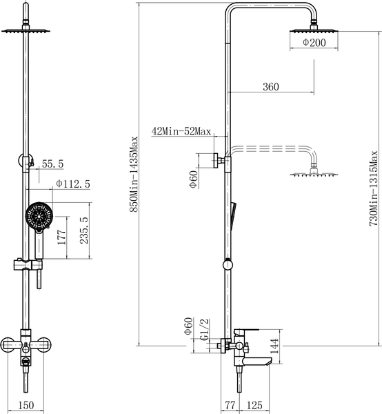 Изображение товара Душевая система со смесителем Fashun A52401N-8A