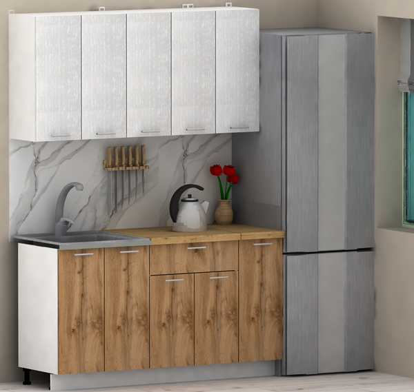 Изображение товара Кухонный гарнитур Eligard Lion 1.5 (белый/дуб натуральный/дуб бунратти)