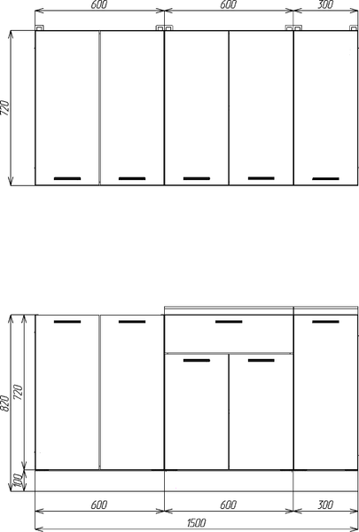 Изображение товара Кухонный гарнитур Eligard Lion 1.5 (белый/дуб натуральный/дуб бунратти)