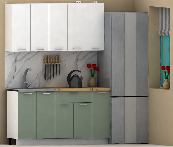 Изображение товара Кухонный гарнитур Eligard Lion 1.5 (белый/самшит/дуб бунратти)