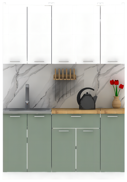 Изображение товара Кухонный гарнитур Eligard Lion 1.5 (белый/самшит/дуб бунратти)