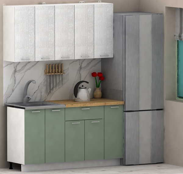 Изображение товара Кухонный гарнитур Eligard Lion 1.5 (белый/самшит/дуб бунратти)