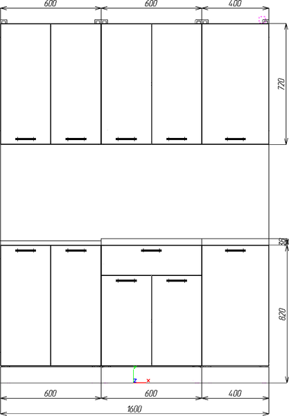 Изображение товара Кухонный гарнитур Eligard Lion 1.1.6 (дымчатый алмаз/дуб натуральный/дуб бунратти)