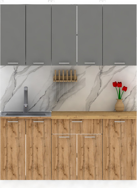 Изображение товара Кухонный гарнитур Eligard Lion 1.1.6 (дымчатый алмаз/дуб натуральный/дуб бунратти)