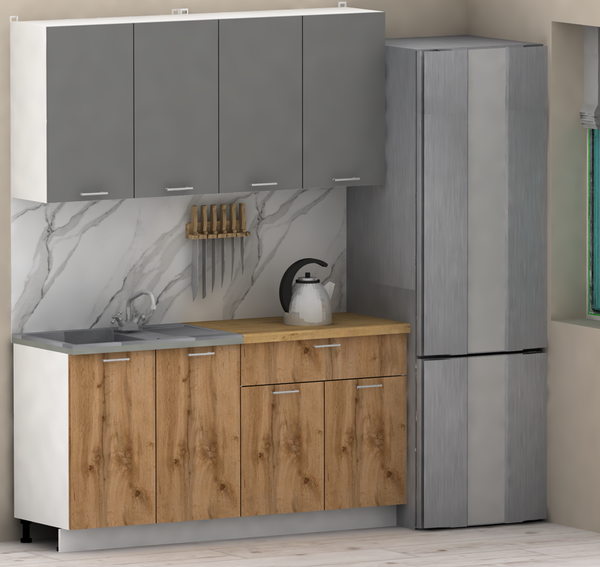 Изображение товара Кухонный гарнитур Eligard Lion 2.1.6 (дымчатый алмаз/дуб натуральный/дуб бунратти)