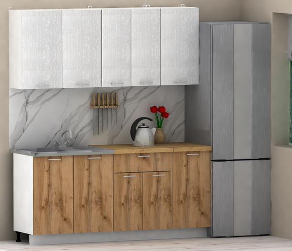 Изображение товара Кухонный гарнитур Eligard Lion 1.8 (белый/дуб натуральный/дуб бунратти)