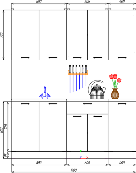 Изображение товара Кухонный гарнитур Eligard Lion 1.8 (белый/самшит/дуб бунратти)