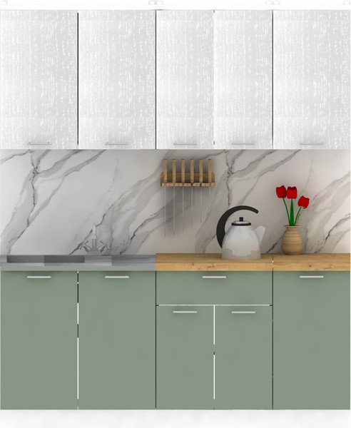 Изображение товара Кухонный гарнитур Eligard Lion 1.8 (белый/самшит/дуб бунратти)