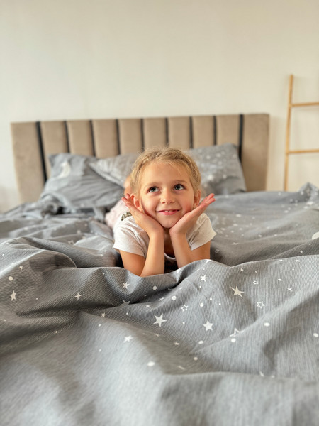 Изображение товара Комплект постельного белья Samsara Звездное небо на сером фоне 2сп Евро 220-3/180Пр (простын на рез)