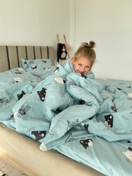 Изображение товара Комплект постельного белья Samsara Мяу 2сп Евро (простыня на резинке)