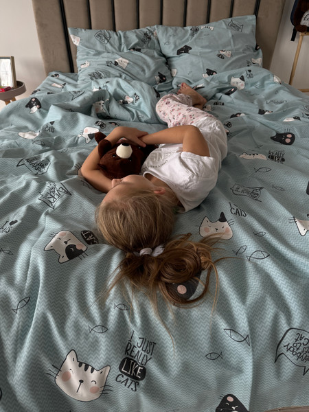 Изображение товара Комплект постельного белья Samsara Мяу 2сп Евро (простыня на резинке)