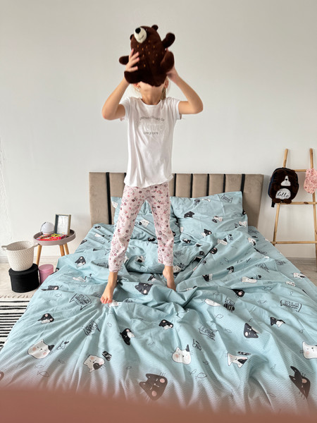 Изображение товара Комплект постельного белья Samsara Мяу 2сп Евро (простыня на резинке)