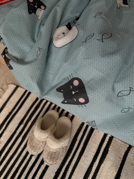 Изображение товара Комплект постельного белья Samsara Мяу 2сп Евро (простыня на резинке)